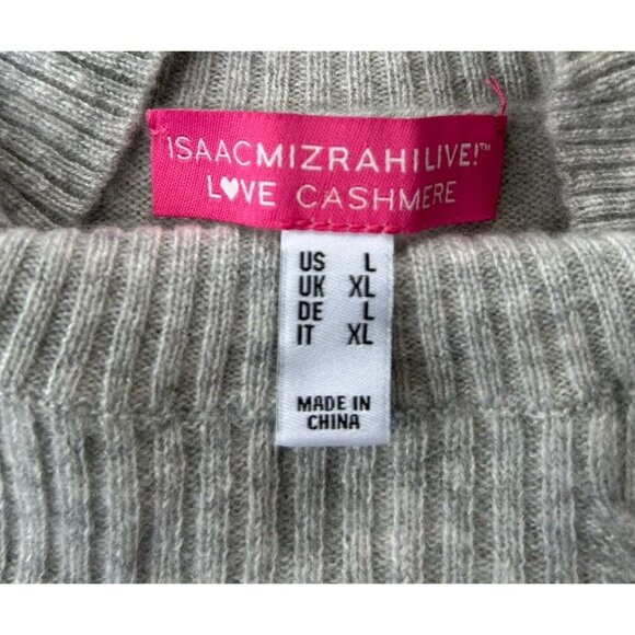 Isaac Mizrahi Cashmere Mock Neck Cable Sweater Women's Size Large Gray Soft - Picture 7 of 7